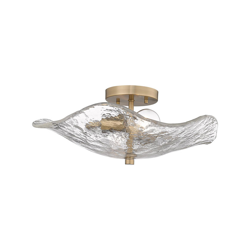 Glass Semi Flush Mount, Brass