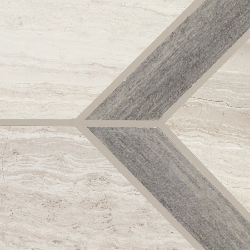 13" x 17" Natural Stone Mosaic Tile, Fawn/Gray