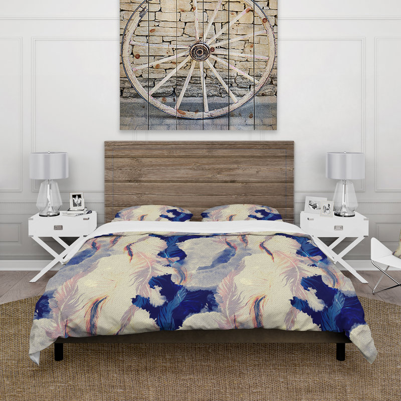 Ensemble de housse de couette en microfibre Quantashia, Housse de couette pour grand lit + 2 taies décora