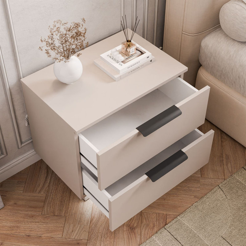 55cm W Bedside Table, Cashmire/Black