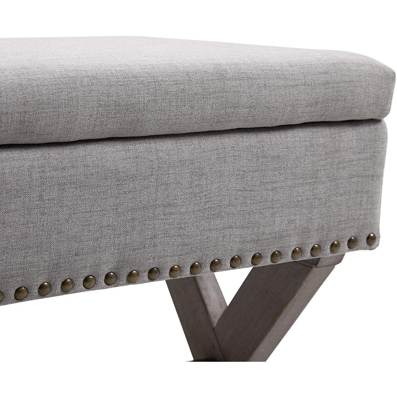Corringham Polyester Upholstered Storage Bench, Grey