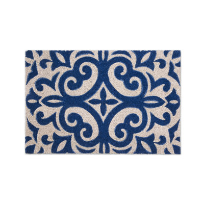 Boheme Blue Non-Slip Geometric Doormat