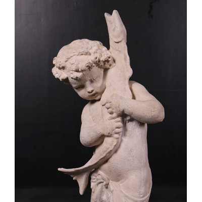 Cupid With Fish Life Size Statue