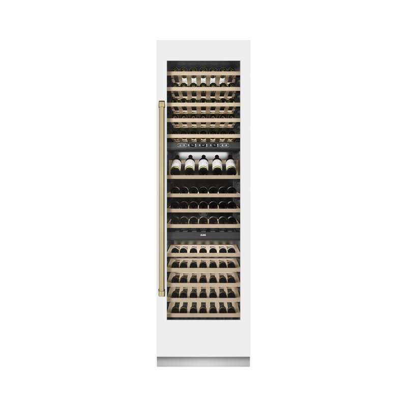 ZLINE Autograph 24 in. 12.4 cu. ft. Triple Zone 100 Bottle Column Wine Cooler and Accents, Bronze