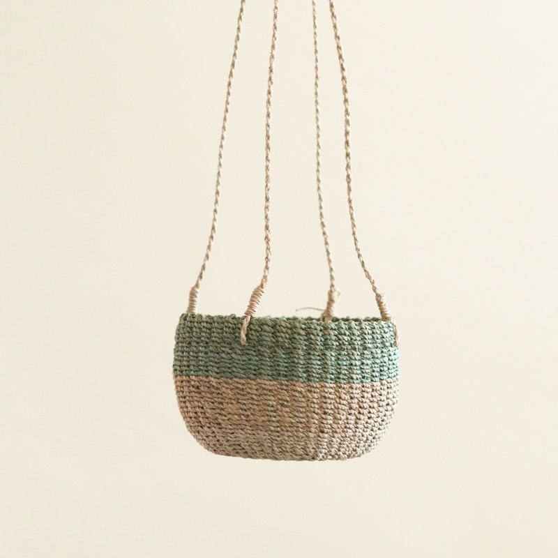 Round Hanging Planter, Green