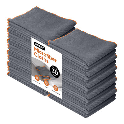 Chiffon de nettoyage en microfibre Superio gris pour les voitures, la cuisine, la salle de bain, chiffon miracle 16 x 16, chiffons non pelucheux pour le nettoyage, lavable et réutilisable, aucun détergent nécessaire, sans égratignures et sans rayures, paquet de 30