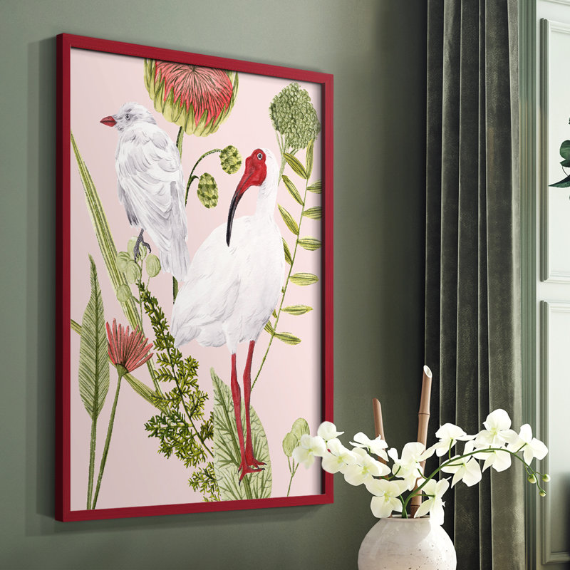 Birds in Motion II, reproduction encadrée - bois massif, Rouge, H 10 po x l 8 po