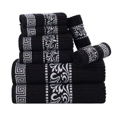 Ensemble de serviettes 8 pièces à bordure moyenne 100% coton à motif floral Athens