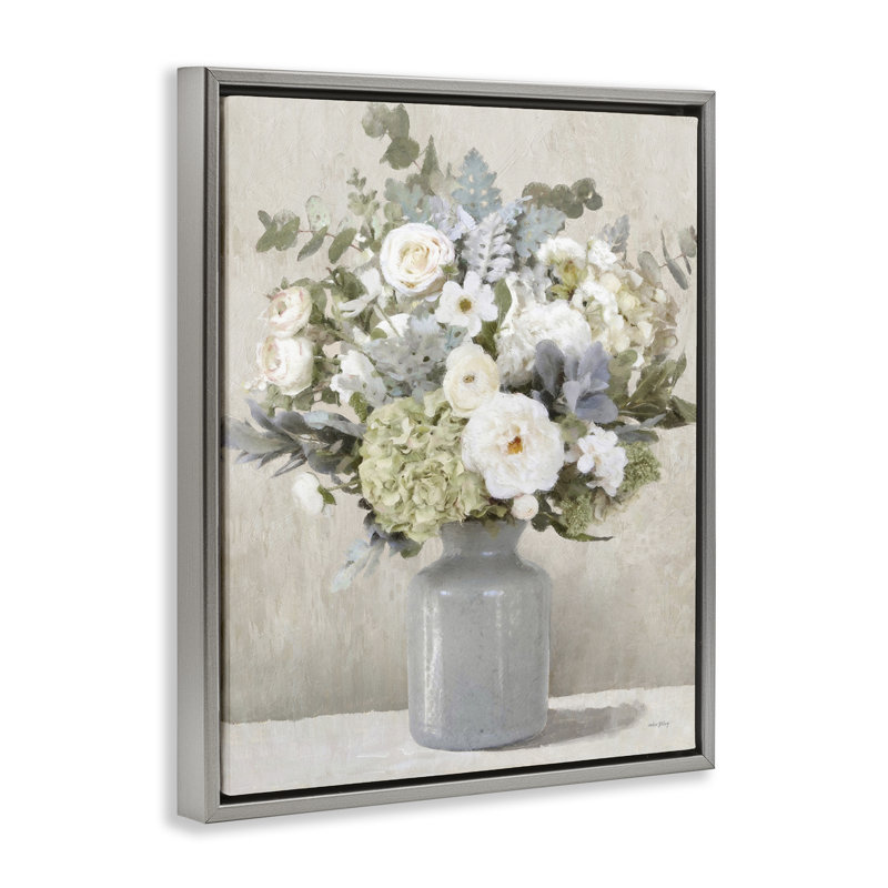 Cadre flottant Fresh Garden Bouquet, design par Amber Sterling, H 31 po x l 25 po, Cadre flottant gris lustré