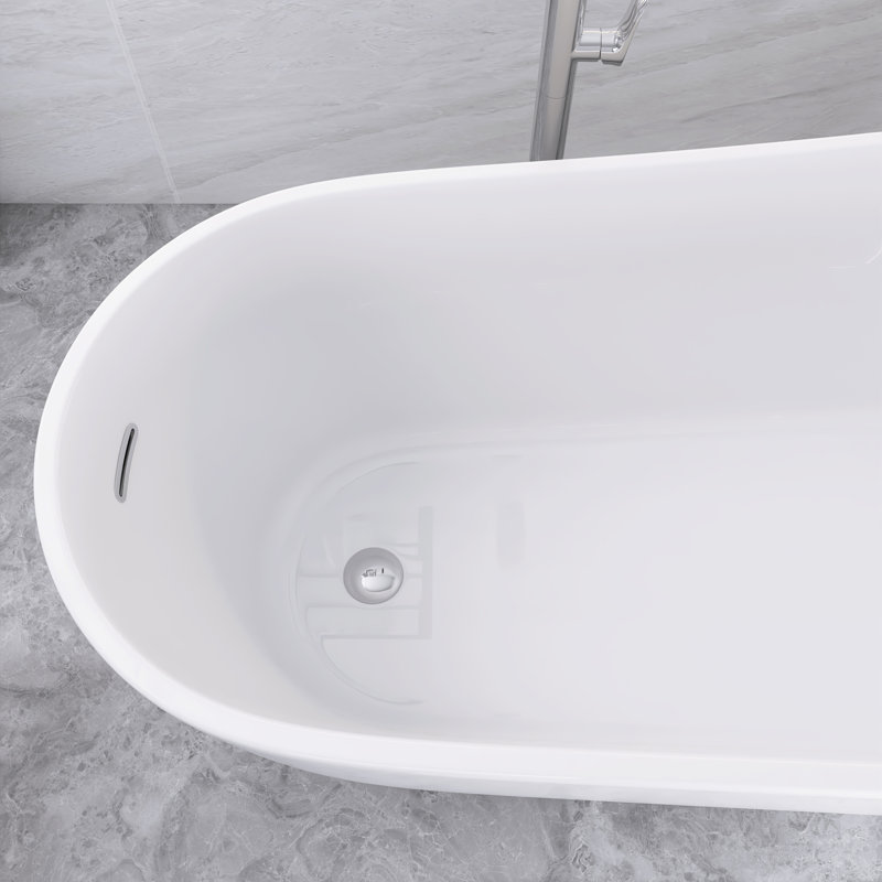 59" x 31" Freestanding Soaking Acrylic Bathtub