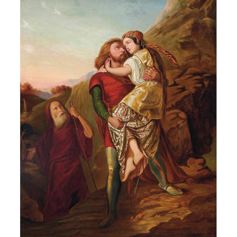 "Moses and Zipporah" by  Johann Friedrich Overbeck - Gallery Wrap Canvas Wall Art, 48" H x 33" W