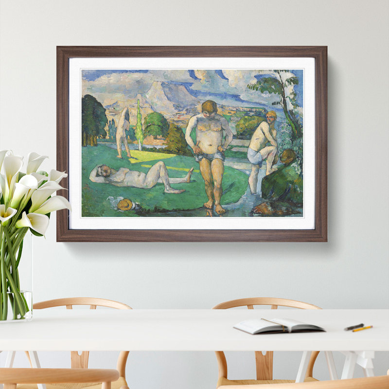 Bathers Vol.8 by Paul Cezanne - Picture Frame Painting, Walnut Framed, 48cm H x 65cm W x 2cm D