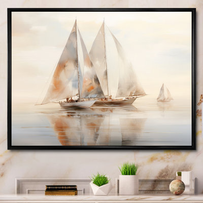 Bateau beige minimalisme II - transport, art mural, salon