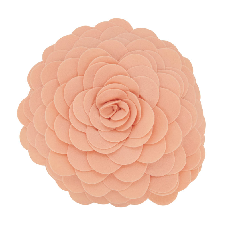 Felt Collection Appliqued Throw Pillow, 13" H x 13" W, Peach