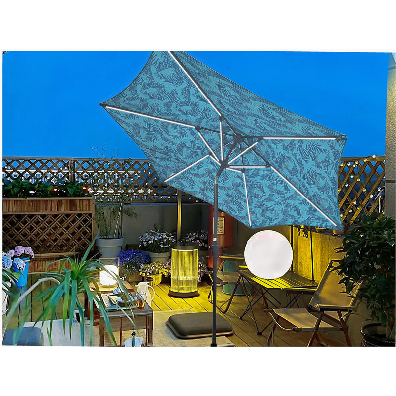 9FT UMBRELLA WITH LIGHT Pattern + Orange, Orange