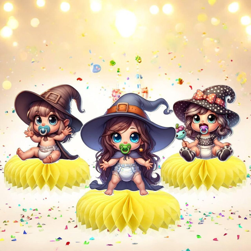Baby Witch Table Centerpieces - 5 pcs Halloween Baby Shower Decorations