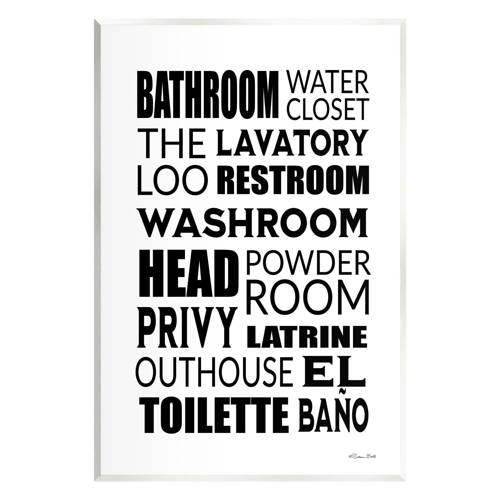 Stupell Industries Bathroom Washroom Loo Phrases Framed by Susan Ball Print | Wayfair