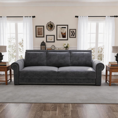 Canapé-lit gigogne 93,7 po, canapé-lit convertible en velours avec garniture cloutée, canapé-lit Chesterfield surdimensionné de style Mid-Century moderne pour le salon
