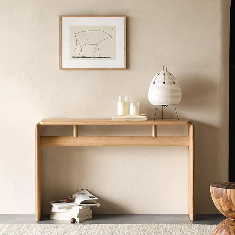 Table de véranda en bois massif de style japonais., Brun, H 29,5 po x l 51 po x P 11,8 po