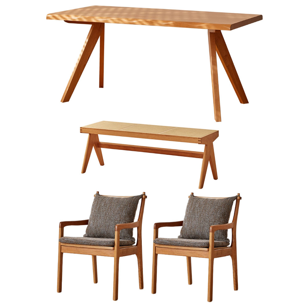 Sleek Surface Designs Simple Creative Solid Wood Cherry Wood Table Set ...