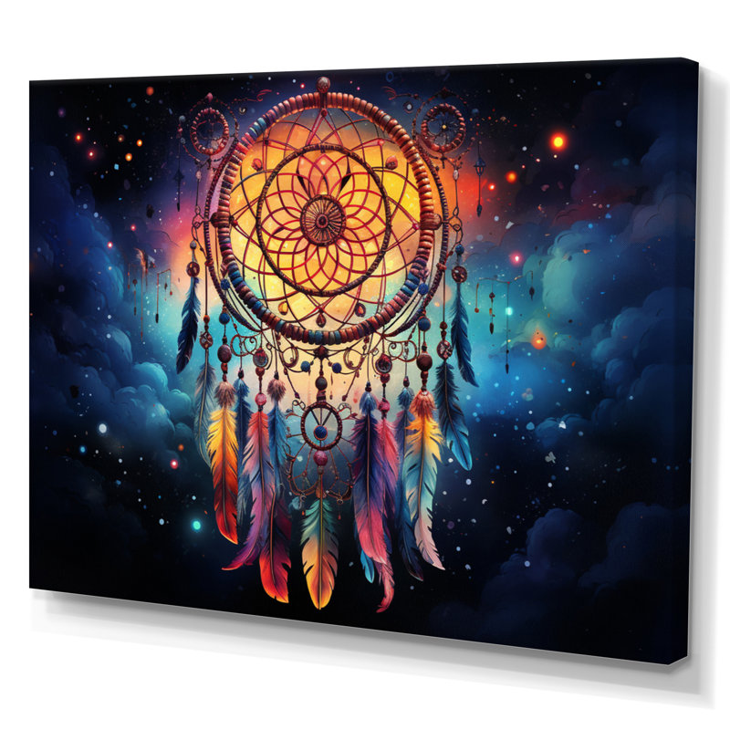 Capteur de rêves colorés fantaisistes sur toile, H 34 po x l 44 po, Toile tendue