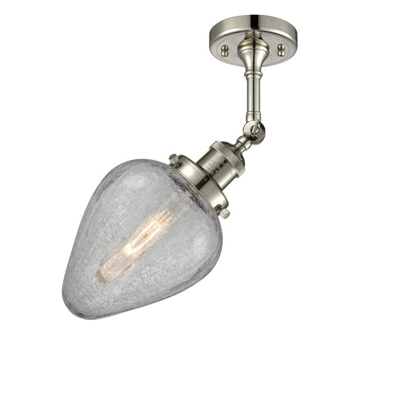 Shauna Glass Semi Flush Mount, Polished Nickel