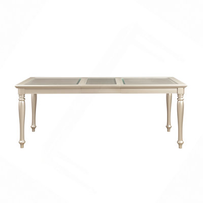 Traditional Design Dining Table 1Pc Extension Leaf Glass Insert Top Formal Dining Room Furniture