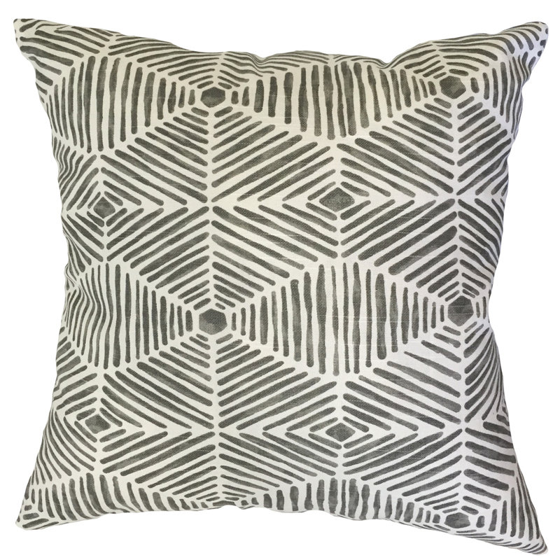 Iakovos Geometric Feather Reversible Throw Pillow, 18" x 18", Gray
