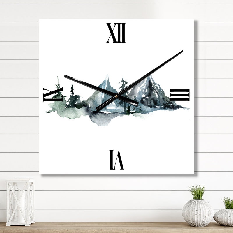 Horloge murale Minimalistic Winter Mountains and Fir Forest III, Grand