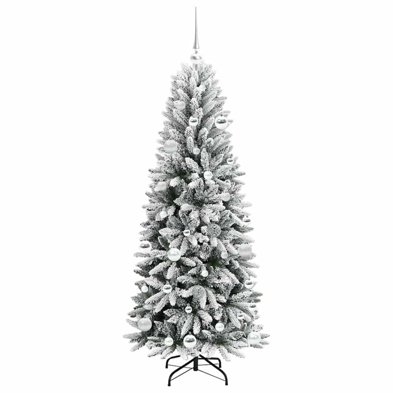 Artificial Christmas Tree with 150 LEDs White, 4.92' H, Silver