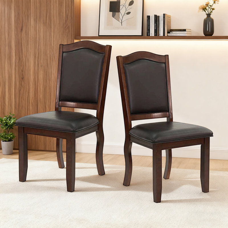 Classic Rubber Wood Dining Chair With Leather Cushion - Sturdy & Comfortable Seating