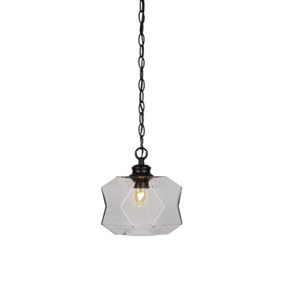Rocklin Chain Hung Pendant With 8.75" Glass