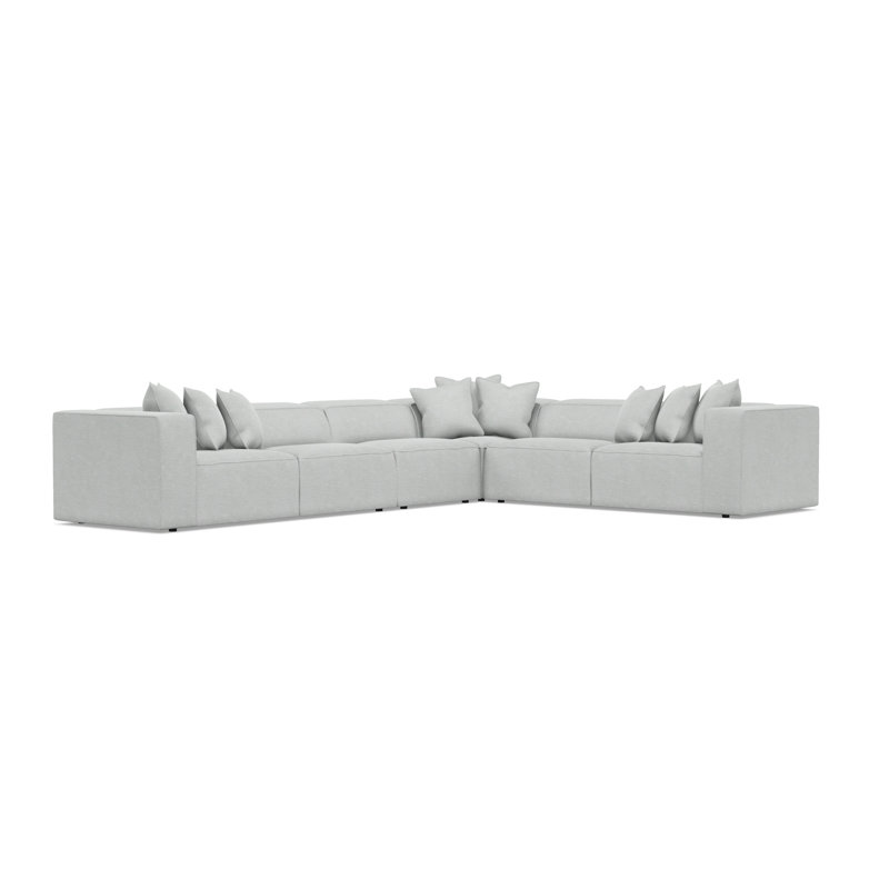 Bliss Sectional, Gray Polyester Blend, 28" H x 160.5" W x 123.5" D