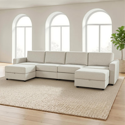 Canapé modulaire surdimensionné à 4 places avec 2 repose-pieds