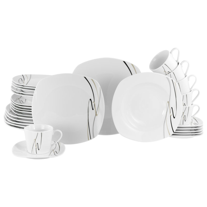 Amelie Piazza Piece Porcelain Dinnerware Set - Service for 6