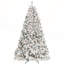 Arbre de Noël 4,5 pi enneigé avec 250 lumières UL et 24 pommes de pin naturelles, structure articulée et support en métal stable-1351286605