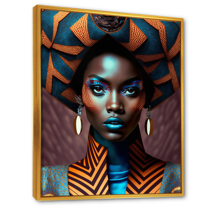 Art mural africain sur toile Avant-Garde Elegant, H 40 po x l 30 po x P 1,5 po, Cadre flottant doré