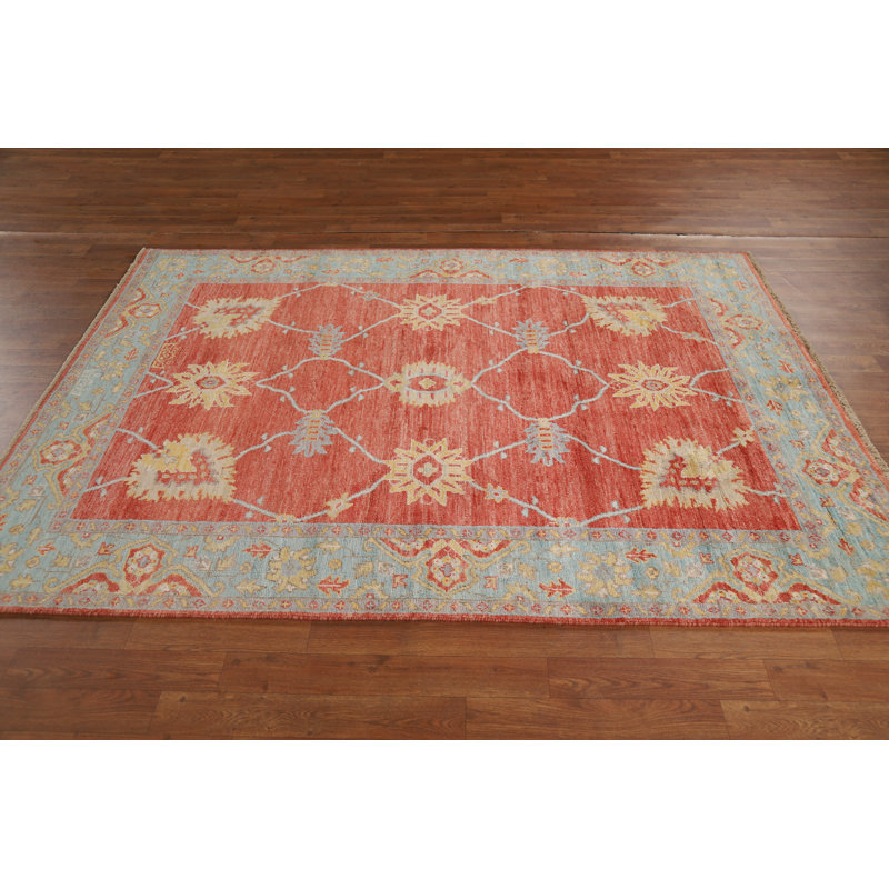 Vegetable Dye Handmade Oushak Turkish Rug 5x7