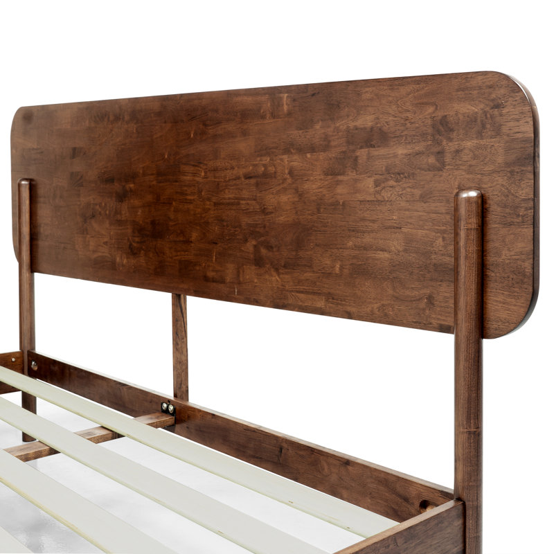 Laboy Solid Wood Bed Frame with Headboard, Solid Wood Platform Bed 800 lbs Capacity, No Box Spring Needed, Non-Slip Noise-Free, 5 Years Warranty