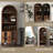 71"Farmhouse Arched Bar Cabinet: Tall Arched Display Cabinet , Arch Wine Bar Cabinets &Coffee Bar, Whiskey Station With Wine Rack And Wine Glass Holder - Liquor Bars Cabinet For Living Dining Room-23821596
