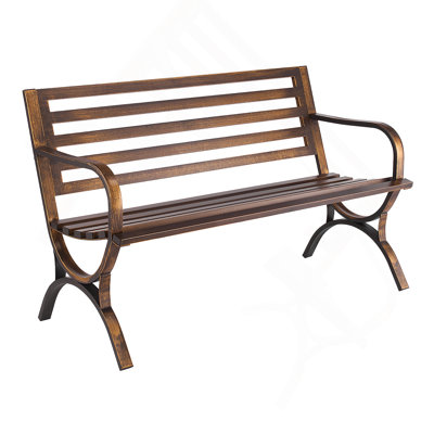 Banc d'extérieur Banc de patio 50 pouces Dossier à lattes en métal pour porche