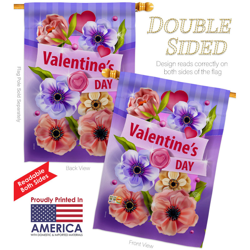 Double Sided 40'' H x 28'' W Polyester Valentine's Day Flag Set