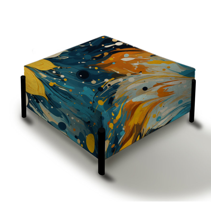 Poupart Digital Doodle Explosion - Abstract Large Square Ottoman
