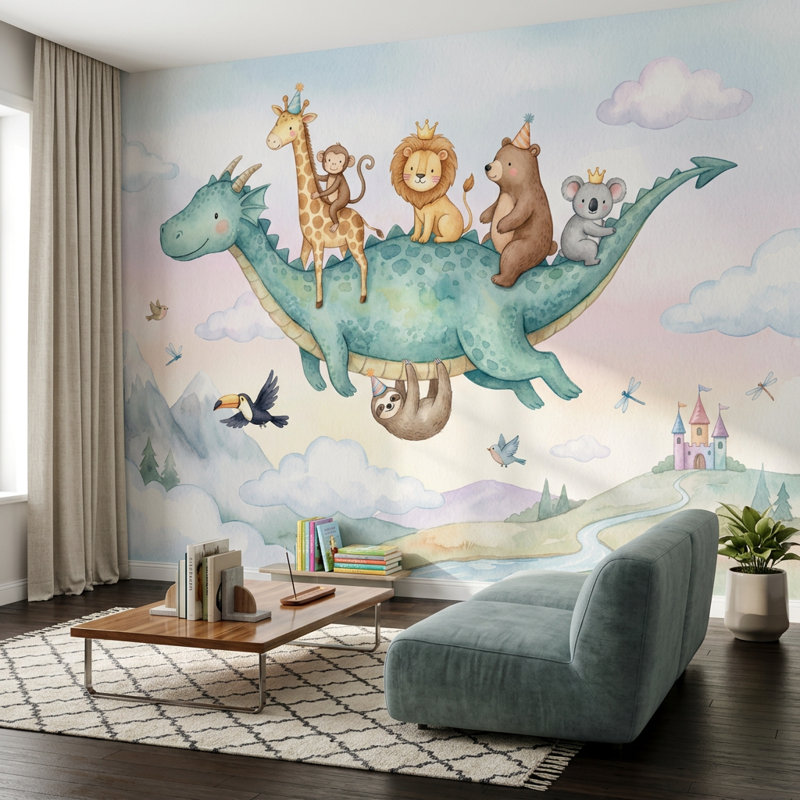 Décoration murale fantaisiste amovible, 140 po x 108 po, Peler et coller