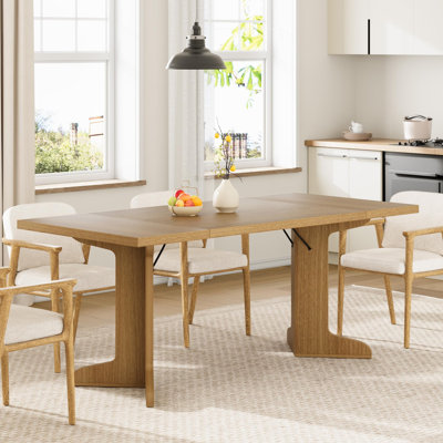 71 Inch Large Dining Table for 6 to 8 People, Modern Dining Table with Unique Wood Legs, Rectangular Dining Table for Kitchen, Dining Room and Living Room