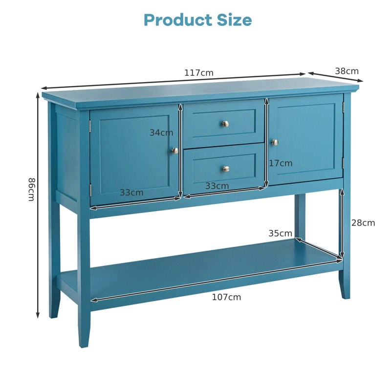 Shilpa 117cm Wide 2 Drawer Sideboard, Blue