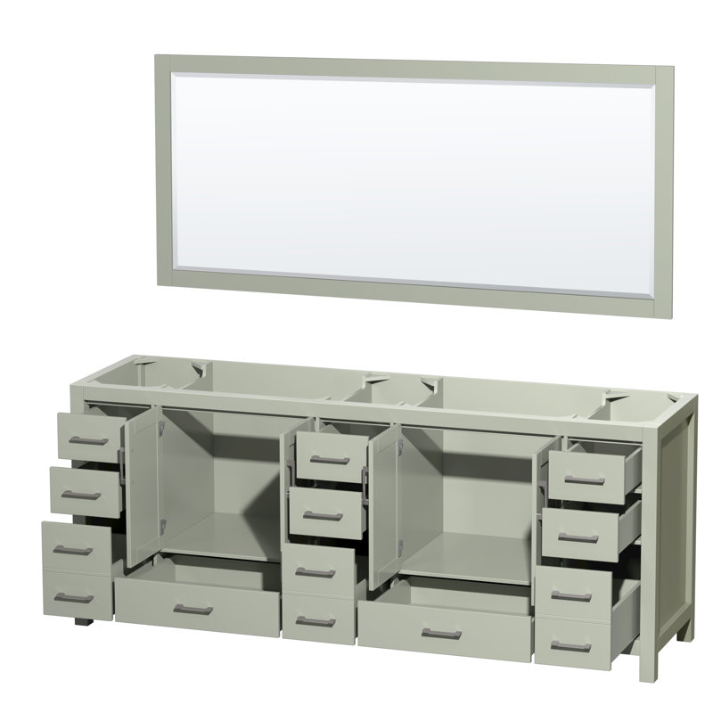 Sheffield 83" Double Bathroom Vanity Base and Mirror only in Light Green