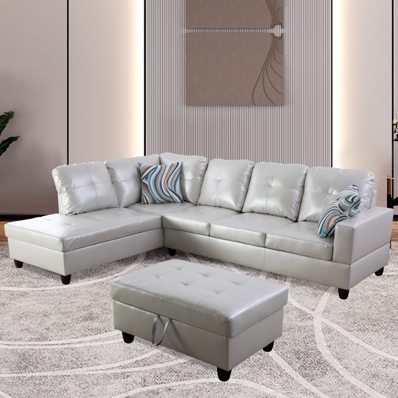 Maumee Upholstered Sectional, Left Hand Facing, Silver Light Gray
