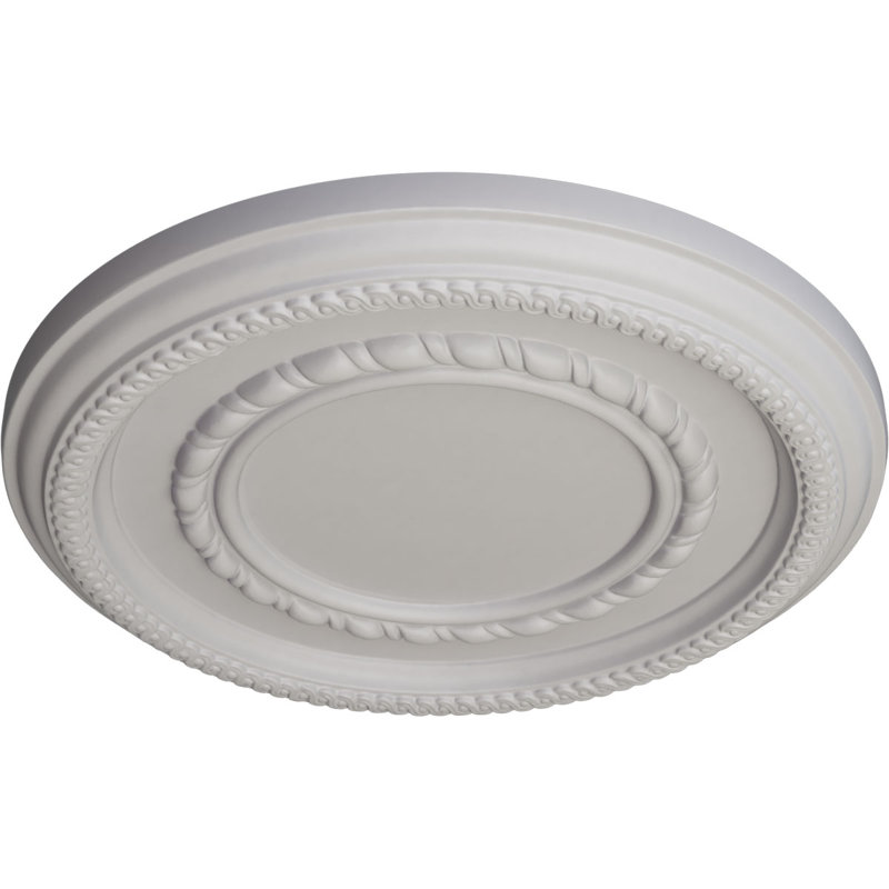 Endurathane Federal Roped Small Ceiling Medallion, 12 5/8"OD x 1 1/8"P (Fits Canopies up to 6"), Hand-Painted Ultra Pure White Finish