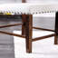 Ensemble classique de chaises de salle à manger à hauteur de comptoir 2 pièces, chaises en lin rembourrées en tissu ivoire, chaises hautes, coussins rembourrés, garniture cloutée, salle à manger, bois massif, cerisier brun